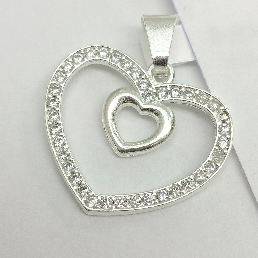 DIJE CORAZON C/CIRCONIAS PLATA .925 2.7 GR (NUEVO)