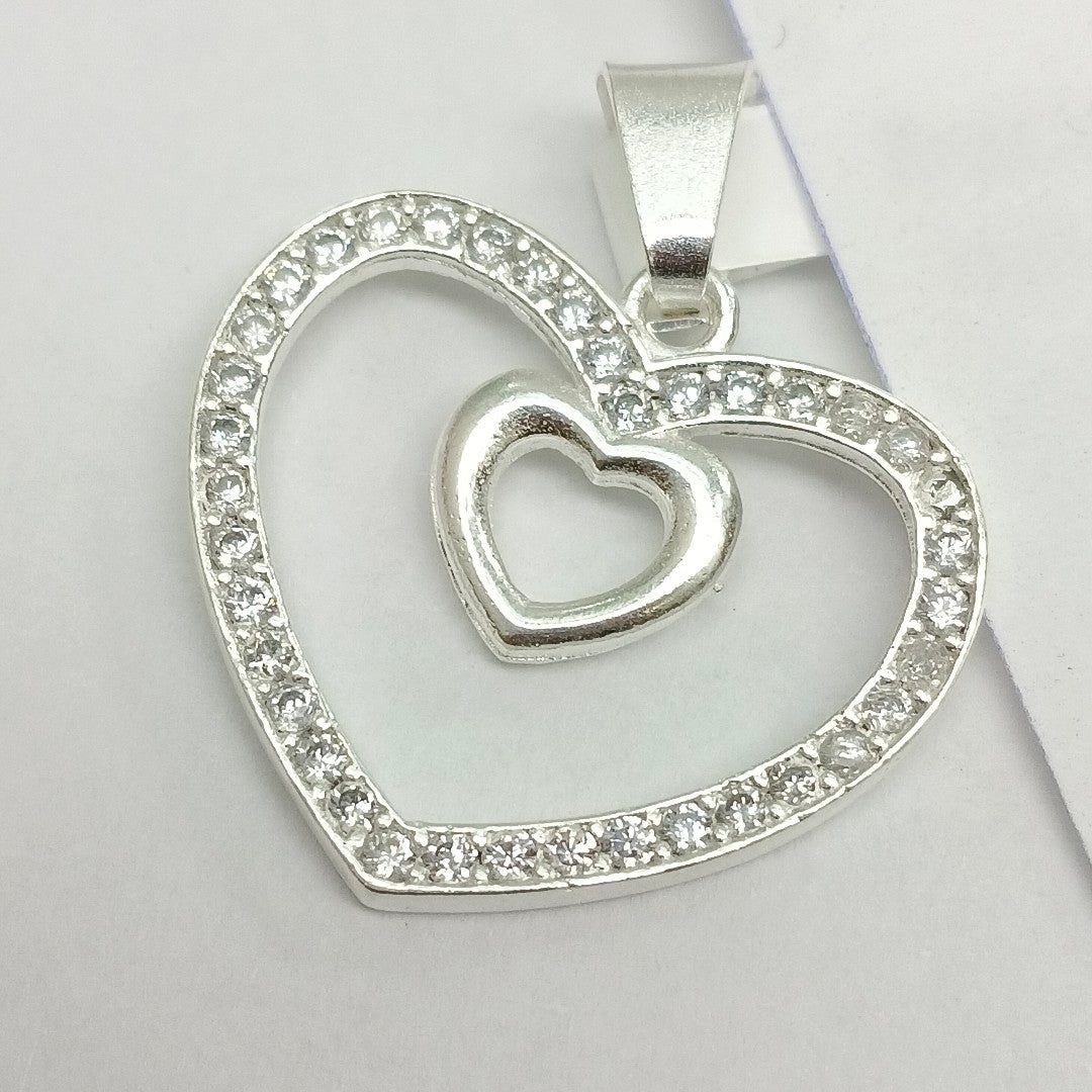 DIJE CORAZON C/CIRCONIAS PLATA .925 2.7 GR (NUEVO)