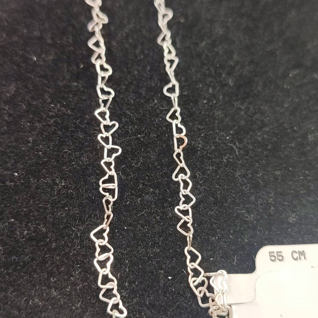 CADENA CORAZONES PLATA .925 55 CM 2.82 GR (NUEVO)