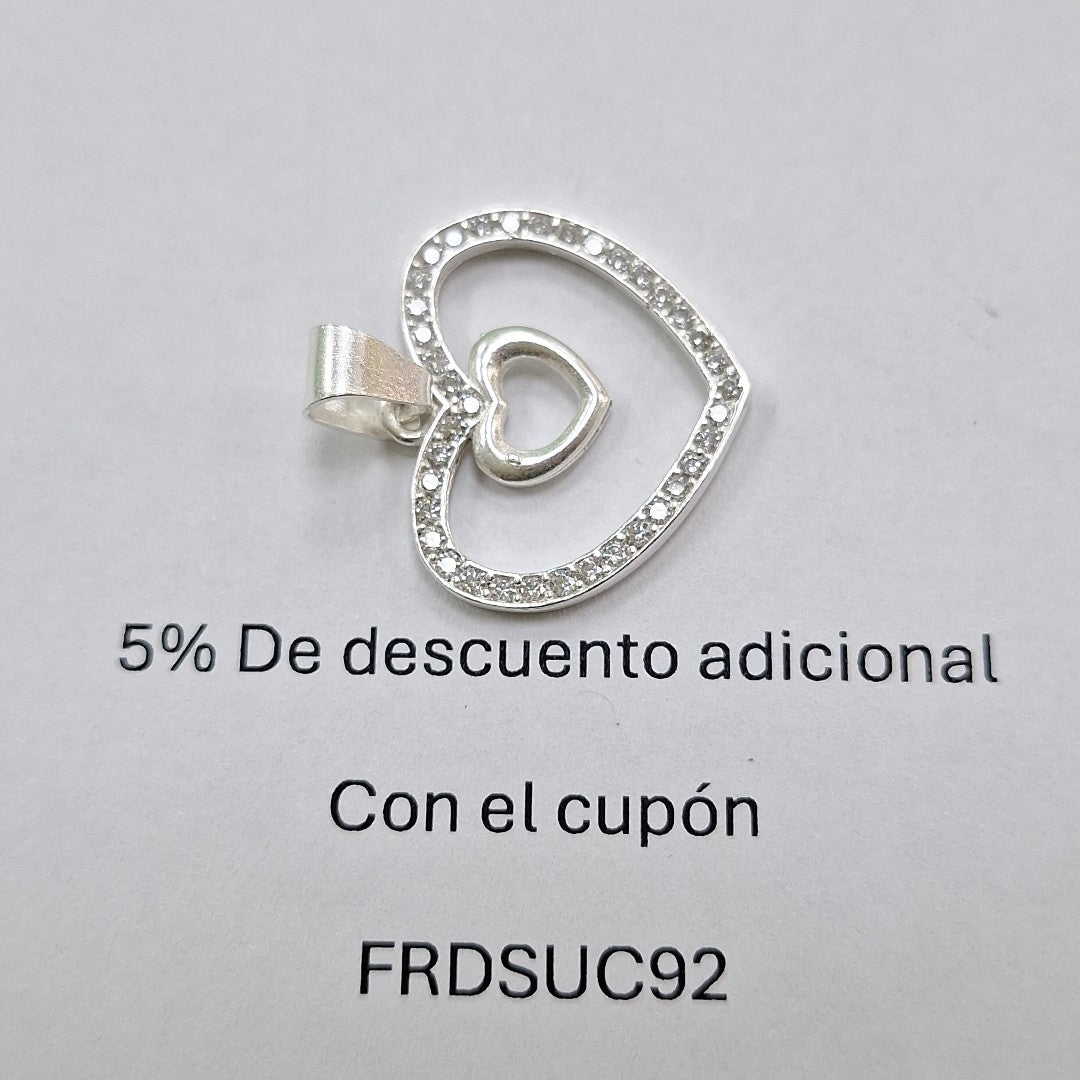 DIJE CORAZON C/CIRCONIAS PLATA .925 2.7 GR (NUEVO)