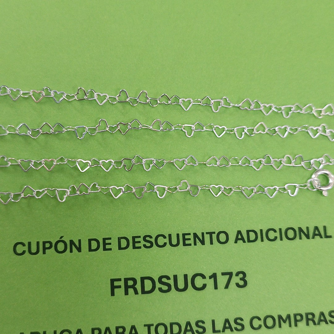 CADENA CORAZONES PLATA .925 55 CM 2.82 GR (NUEVO)