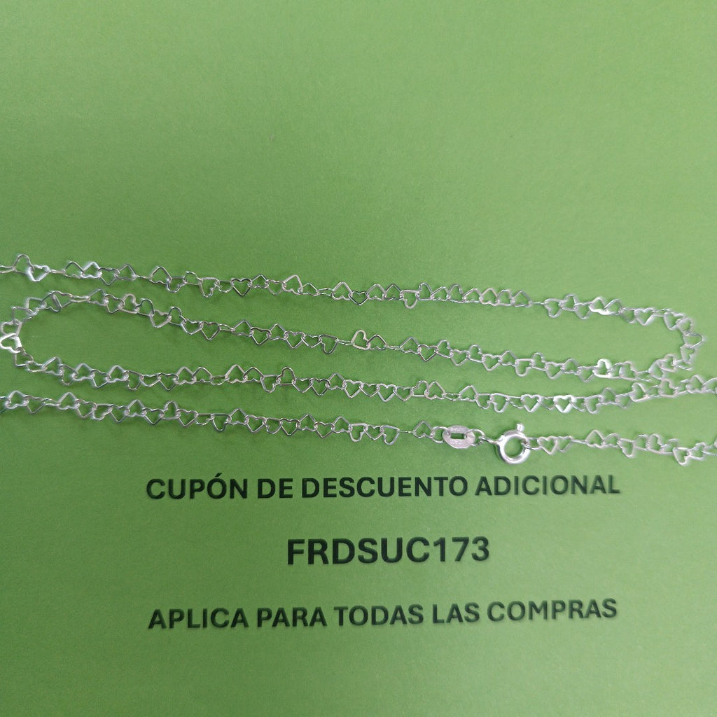CADENA CORAZONES PLATA .925 55 CM 2.82 GR (NUEVO)