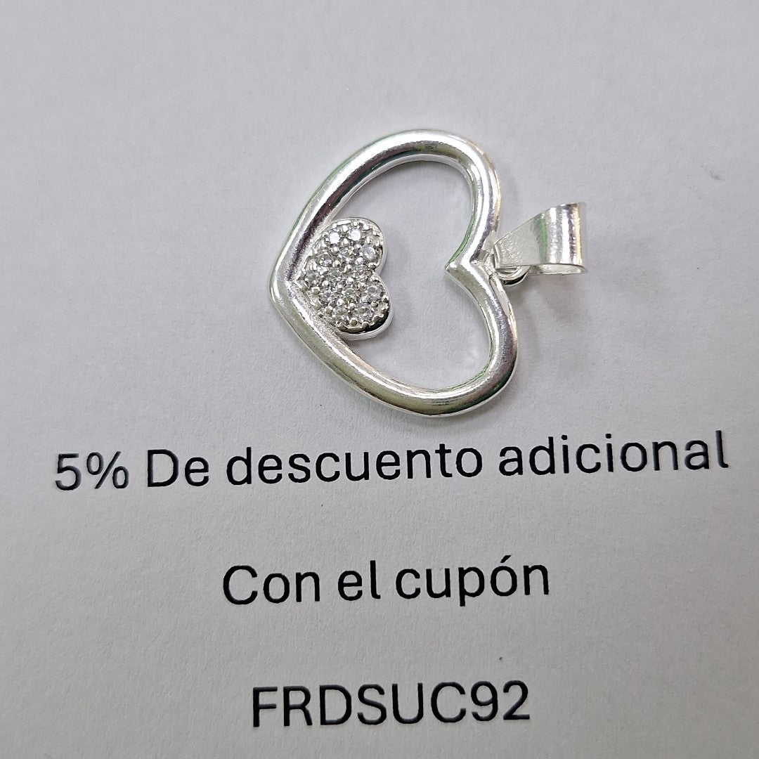 DIJE CORAZON C/CIRCONIAS PLATA .925 2.8 GR (NUEVO)