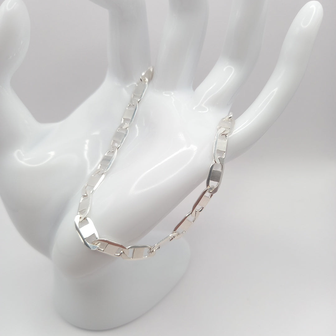PULSERA TEJIDO ESPEJO PLATA .925 21 CM 7.8 GR (NUEVO)