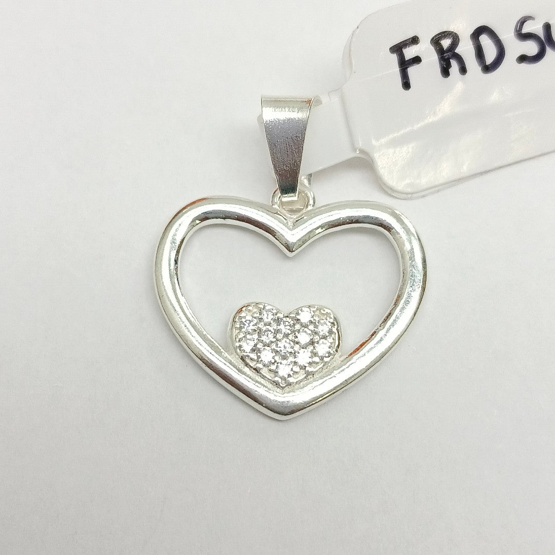 DIJE CORAZON C/CIRCONIAS PLATA .925 2.6 GR (NUEVO)