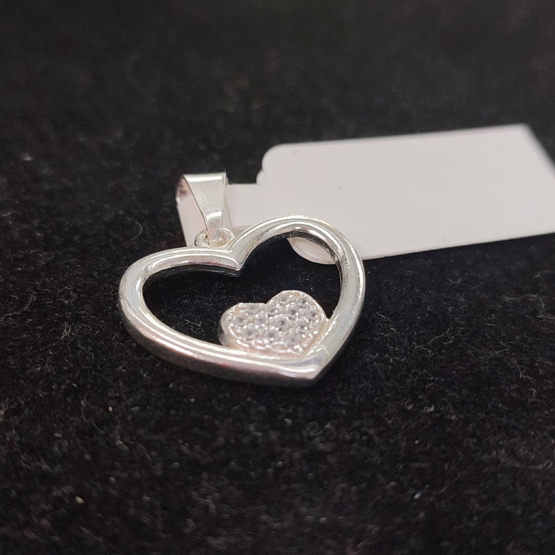 DIJE CORAZON C/CIRCONIAS PLATA .925 2.6 GR (NUEVO)