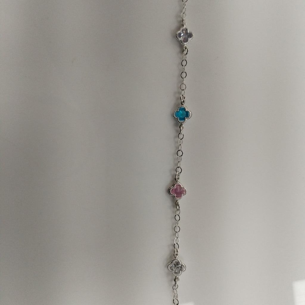 PULSERA ESPECIAL CON PIEDRAS DE COLOR PLATA .925 18 CM 3.22 GR (NUEVO)