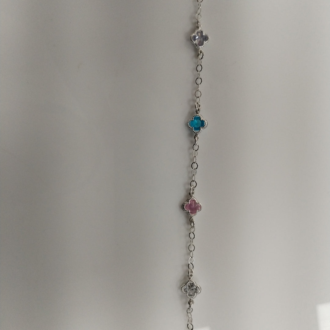 PULSERA ESPECIAL CON PIEDRAS DE COLOR PLATA .925 18 CM 3.22 GR (NUEVO)