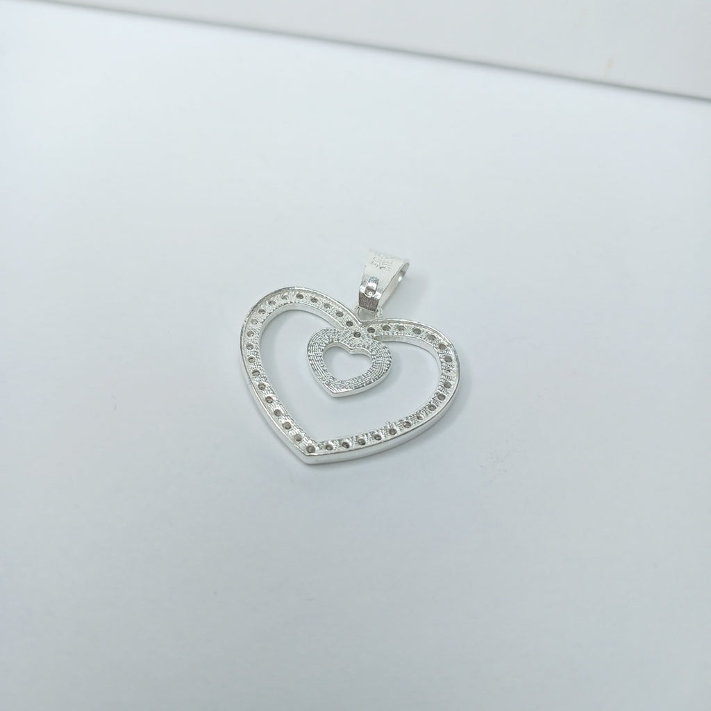 DIJE CORAZON C/CIRCONIAS PLATA .925 2.7 GR (NUEVO)