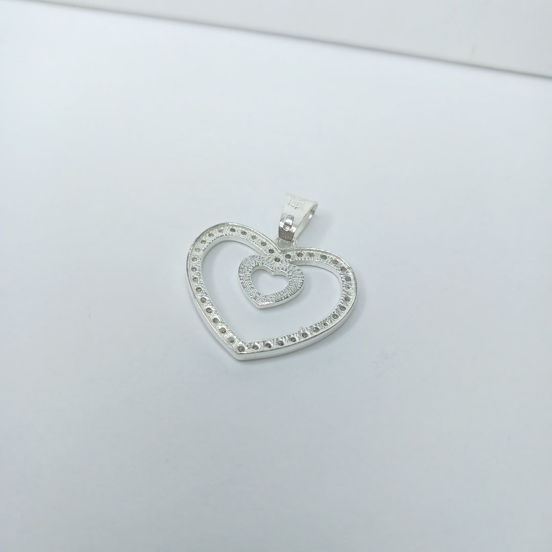 DIJE CORAZON C/CIRCONIAS PLATA .925 2.7 GR (NUEVO)