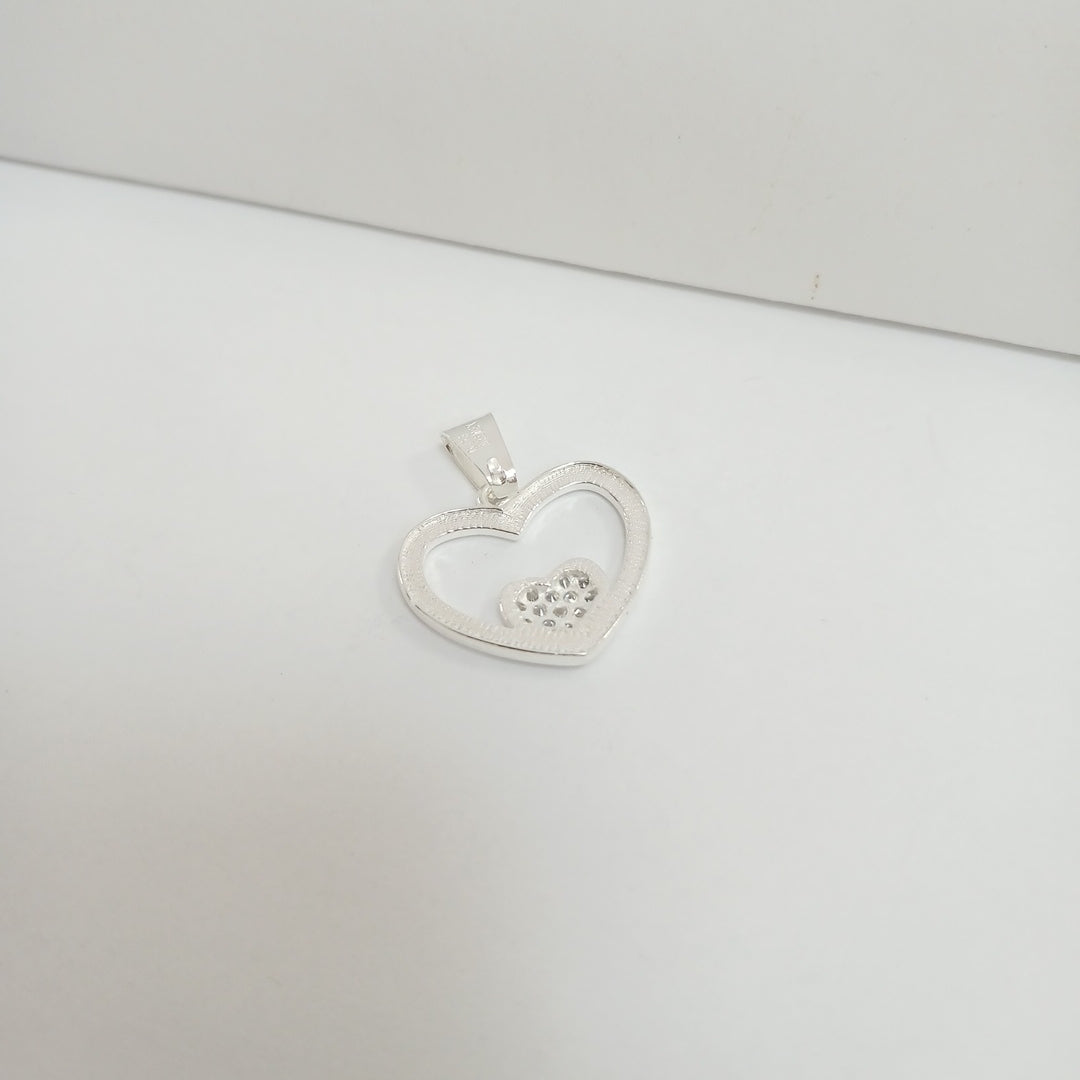 DIJE CORAZON C/CIRCONIAS PLATA .925 2.6 GR (NUEVO)