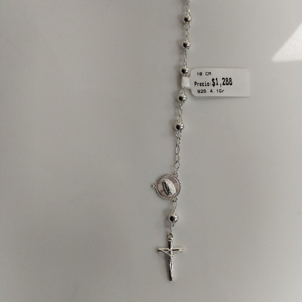 PULSERA TIPO ROSARIO PLATA .925 18 CM 4.12 GR (NUEVO)