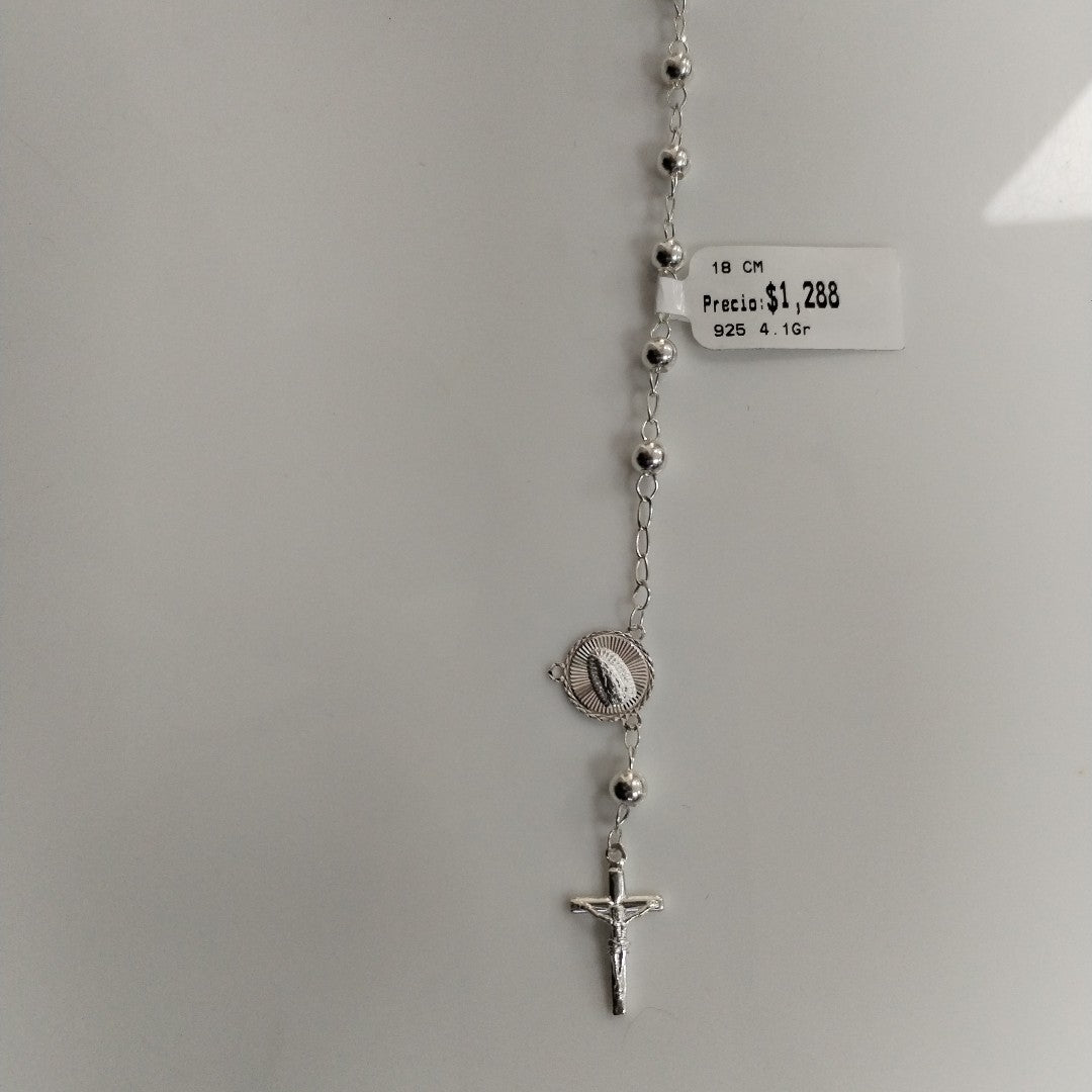 PULSERA TIPO ROSARIO PLATA .925 18 CM 4.12 GR (NUEVO)