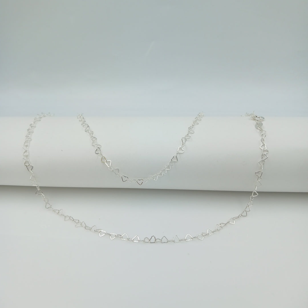 CADENA CORAZONES PLATA .925 55 CM 2.72 GR (NUEVO)