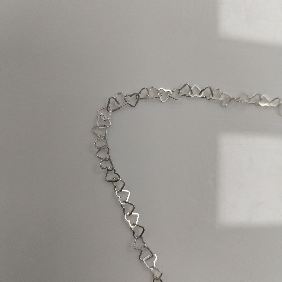 CADENA CORAZONES PLATA .925 60 CM 3.02 GR (NUEVO)