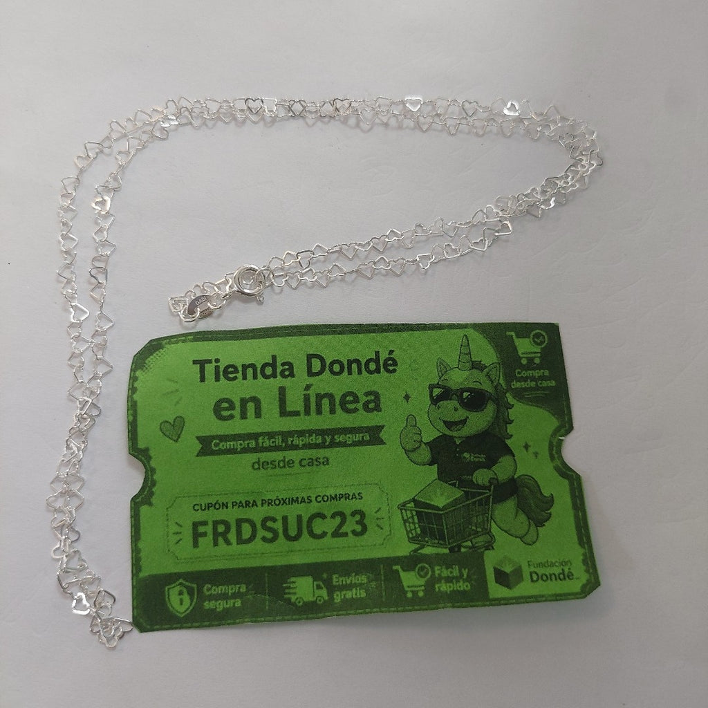 CADENA CORAZONES PLATA .925 60 CM 3.02 GR (NUEVO)