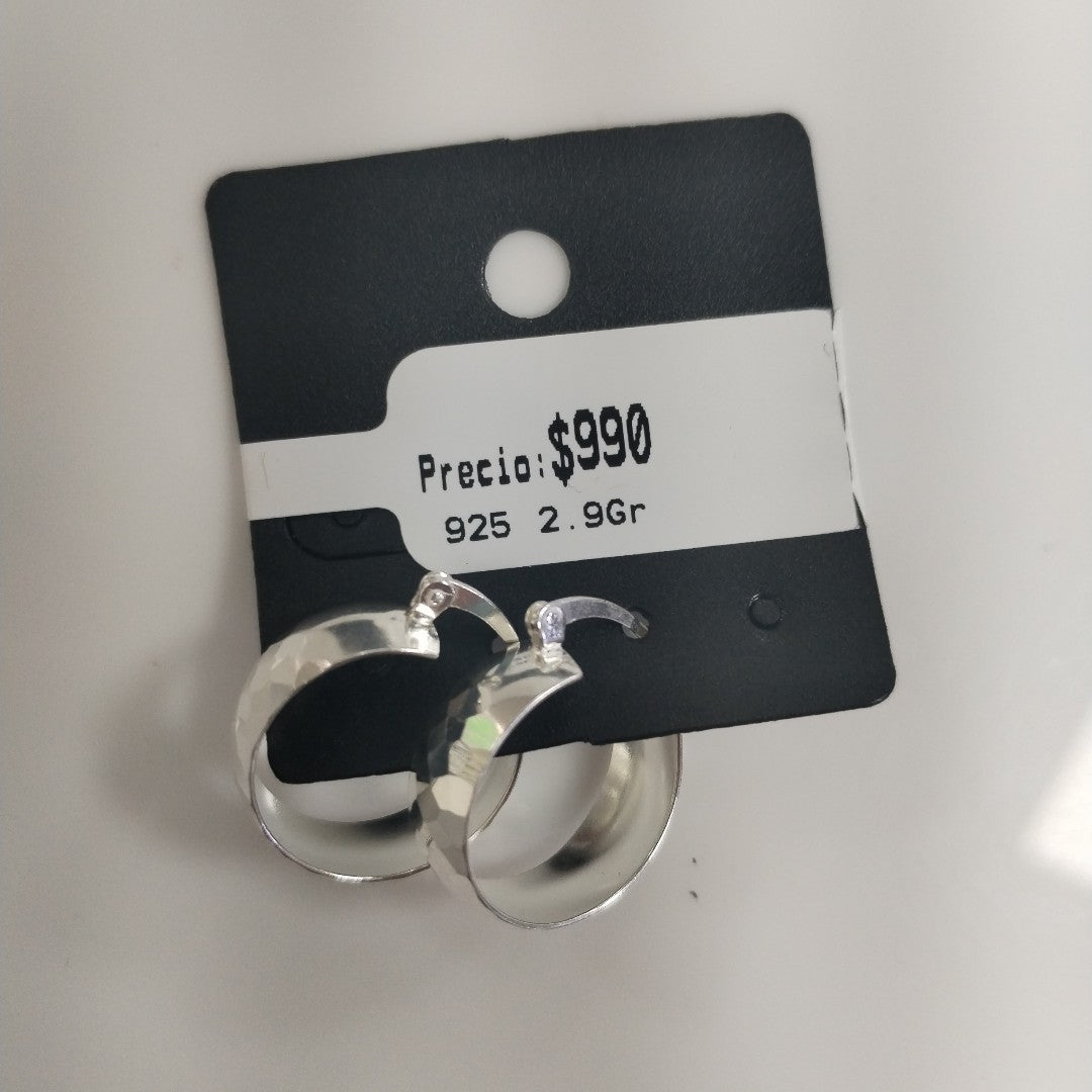 ARETES ARRACADAS FACETADAS PLATA .925 2.9 GR (NUEVO)
