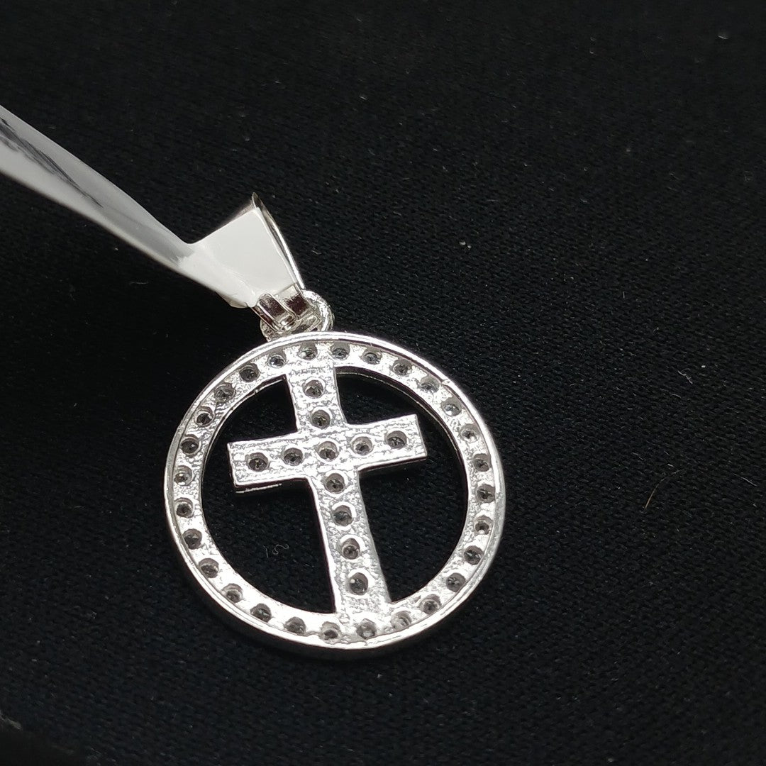 DIJE CRUZ C/CIRCONIAS PLATA .925 2.5 GR (NUEVO)
