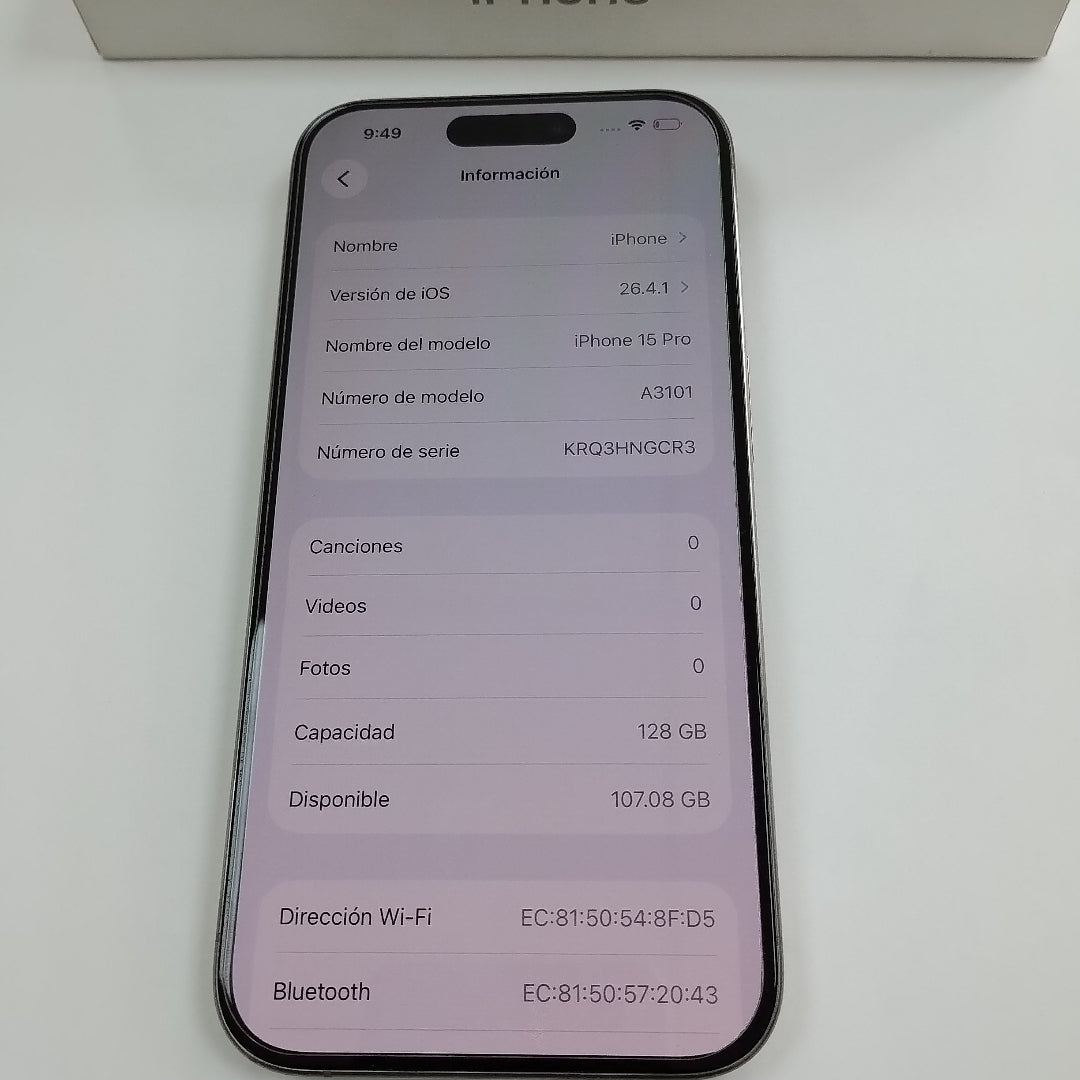 CELULAR APPLE IPHONE 15 PRO A3101 128 GB 8 GB RAM (SEMINUEVO)