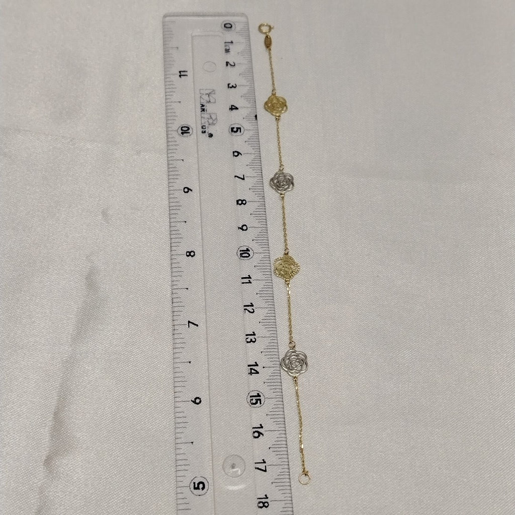 PULSERAS TEJIDO ESPECIAL C/DIJE ORO 10K 18 CM 1.7 GR (NUEVO)