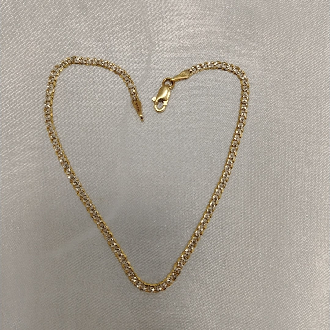 PULSERAS BARBADA DIAMANTADA ORO 14K 18 CM 2.4 GR (NUEVO)