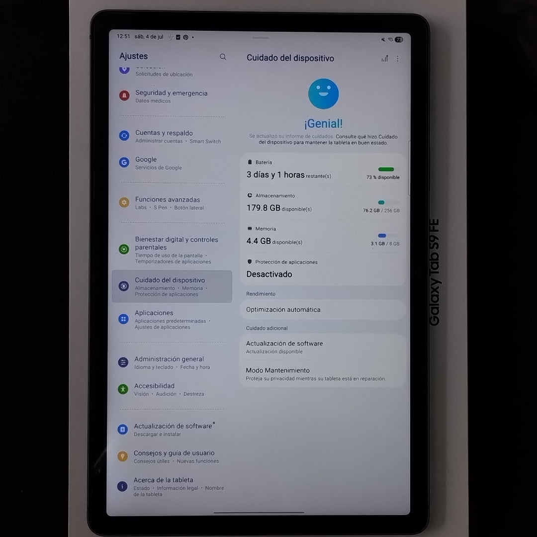 TABLETA SAMSUNG GALAXY TAB S9 FE SM-X510 (2023) 256 GB 8 GB RAM (SEMINUEVO)