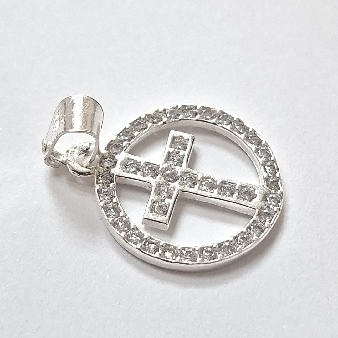 DIJE CRUZ C/CIRCONIAS PLATA .925 2.5 GR (NUEVO)