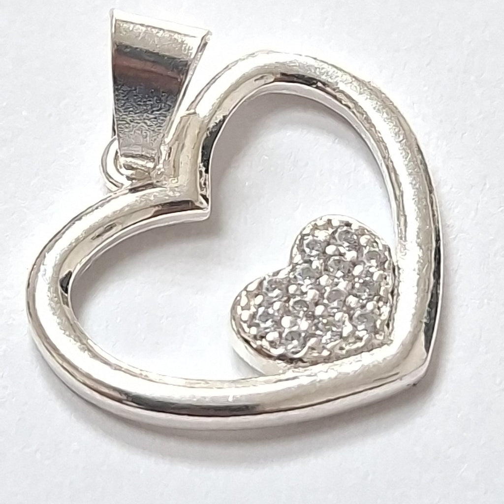 DIJE CORAZON C/CIRCONIAS PLATA .925 2.6 GR (NUEVO)