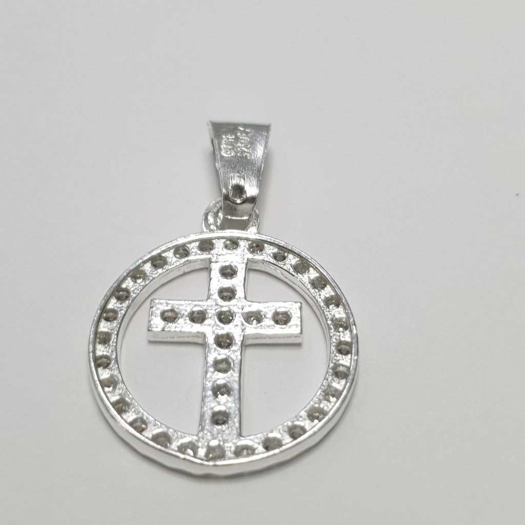DIJE CRUZ C/CIRCONIAS PLATA .925 2.3 GR (NUEVO)