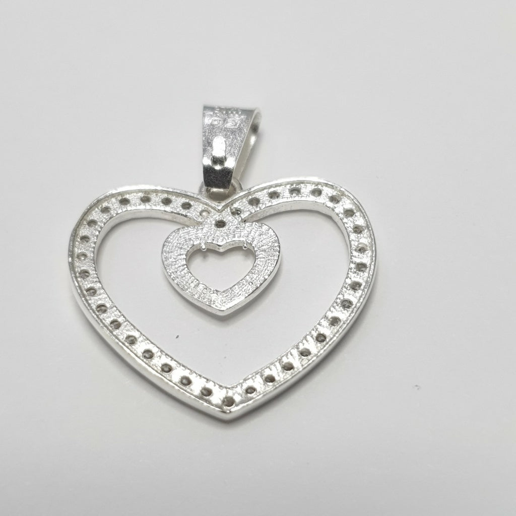 DIJE CORAZON C/CIRCONIAS PLATA .925 2.7 GR (NUEVO)