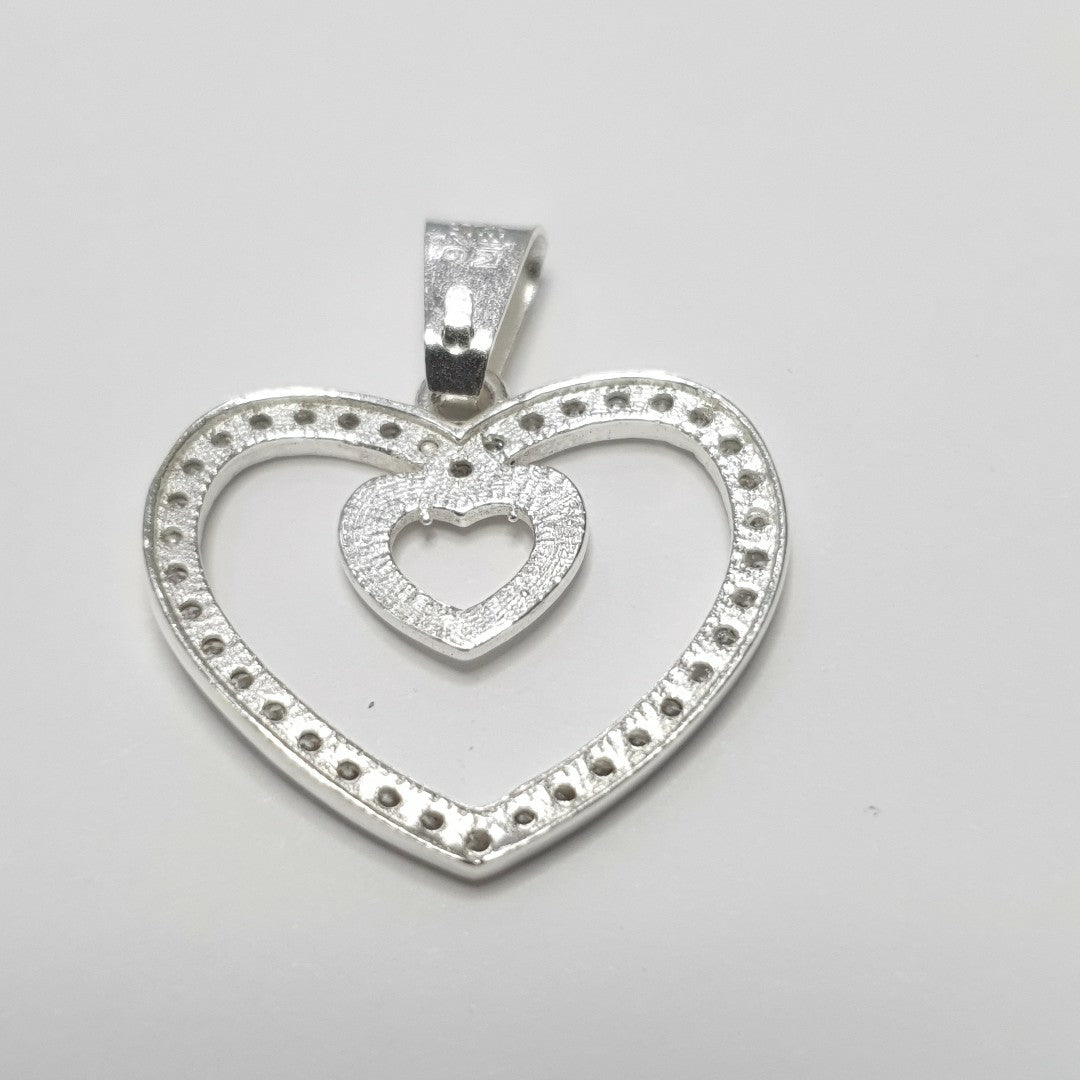 DIJE CORAZON C/CIRCONIAS PLATA .925 2.7 GR (NUEVO)