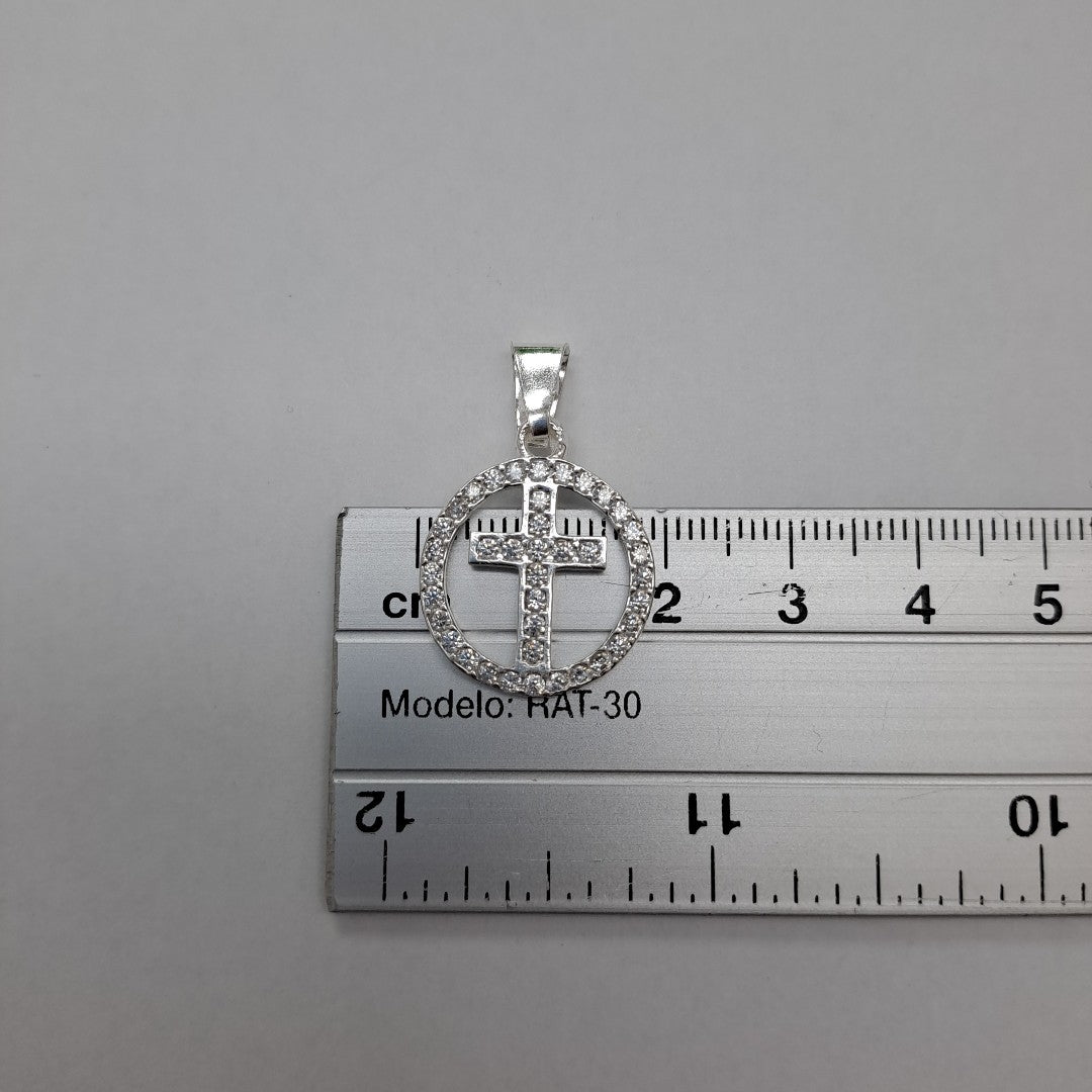 DIJE CRUZ C/CIRCONIAS PLATA .925 2.3 GR (NUEVO)