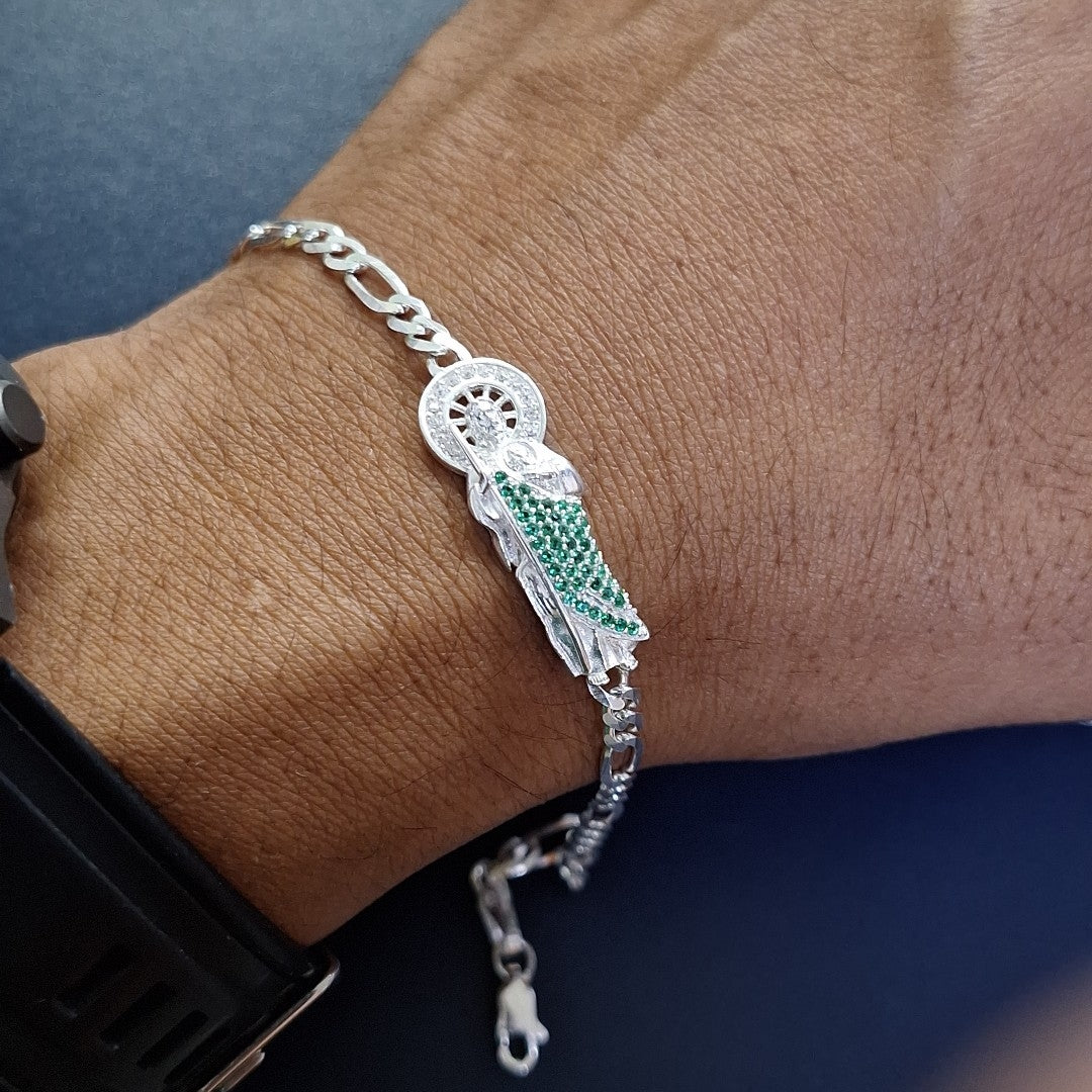 PULSERA TEJIDO SAN JUDAS PLATA .925 21 CM 5.4 GR (NUEVO)