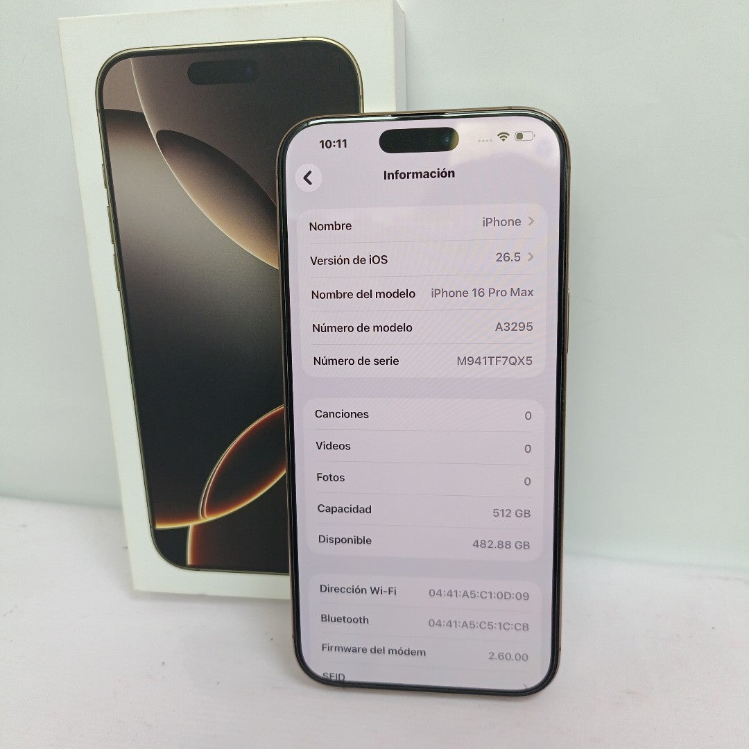 CELULAR APPLE IPHONE 16 PRO MAX A3295 (2024) 512 GB 8 GB RAM (SEMINUEVO)