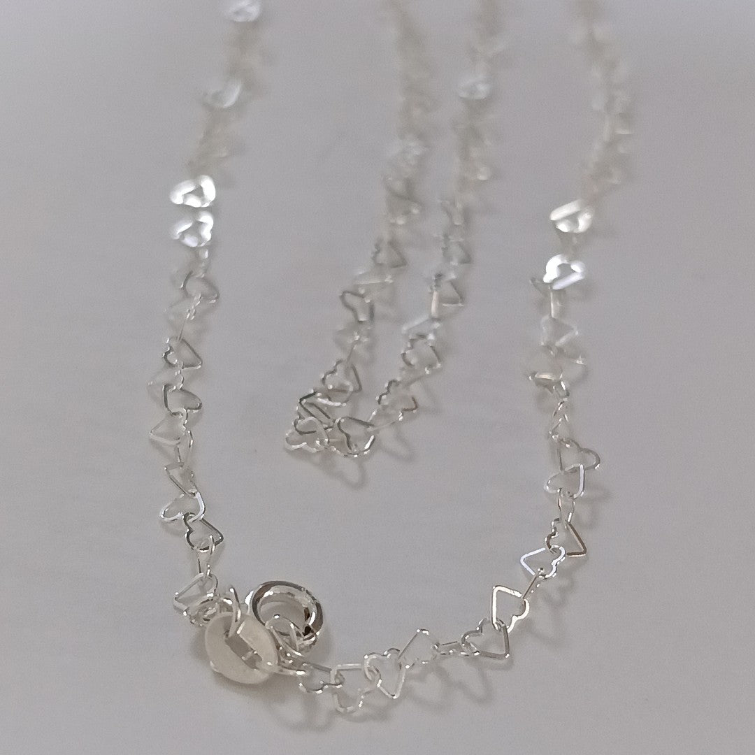 CADENA CORAZONES PLATA .925 55 CM 2.82 GR (NUEVO)