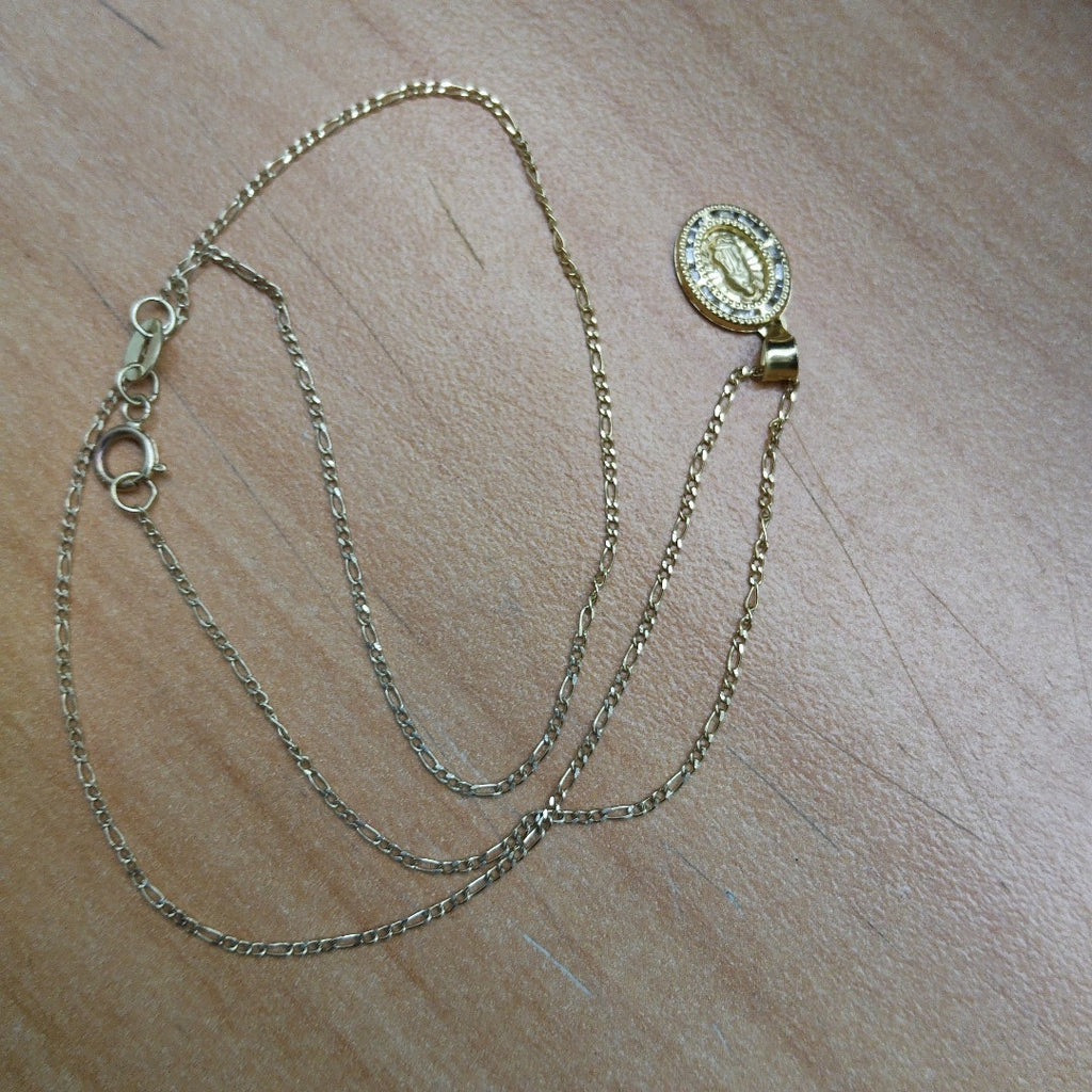 CADENA, MEDALLA RELIGIOSA ORO 10 K 1.6 GRMS (SEMINUEVO)