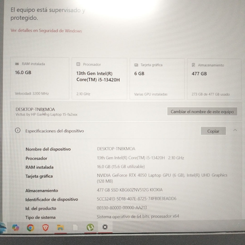 LAPTOP HP VICTUS 15-FA270LA (2025) 512 GB SSD 16 GB RAM (SEMINUEVO)