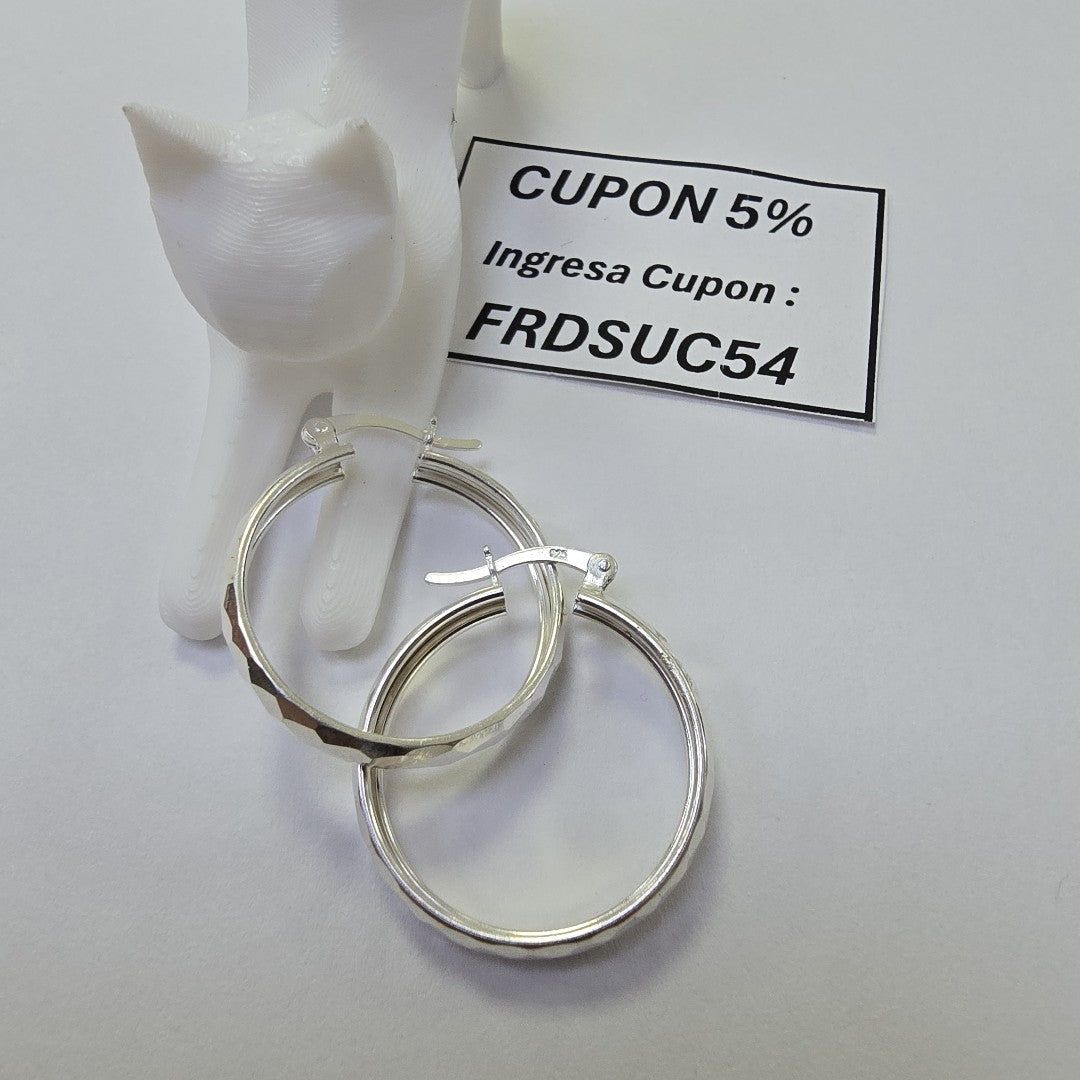ARETES ARRACADAS FACETADAS PLATA .925 2.6 GR (NUEVO)