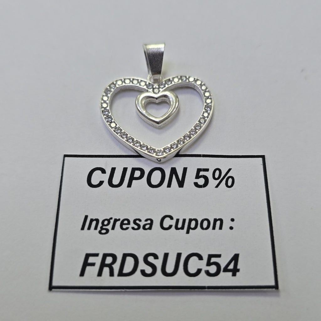 DIJE CORAZON C/CIRCONIAS PLATA .925 2.5 GR (NUEVO)