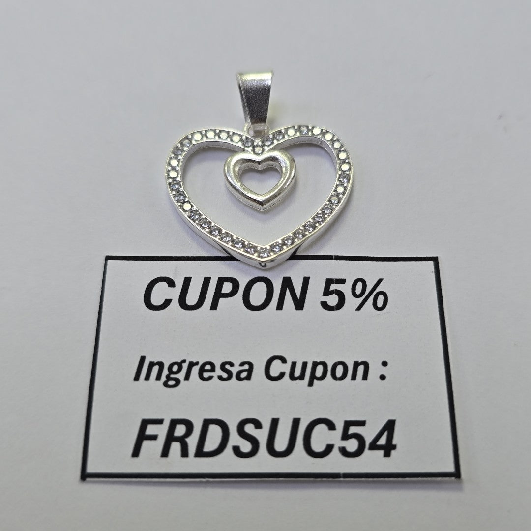 DIJE CORAZON C/CIRCONIAS PLATA .925 2.5 GR (NUEVO)
