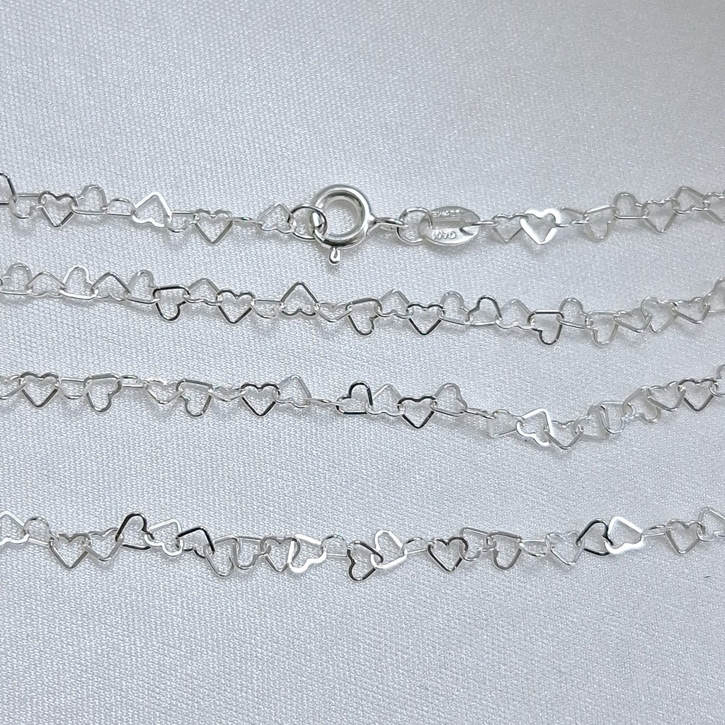 CADENA CORAZONES PLATA .925 55 CM 2.72 GR (NUEVO)