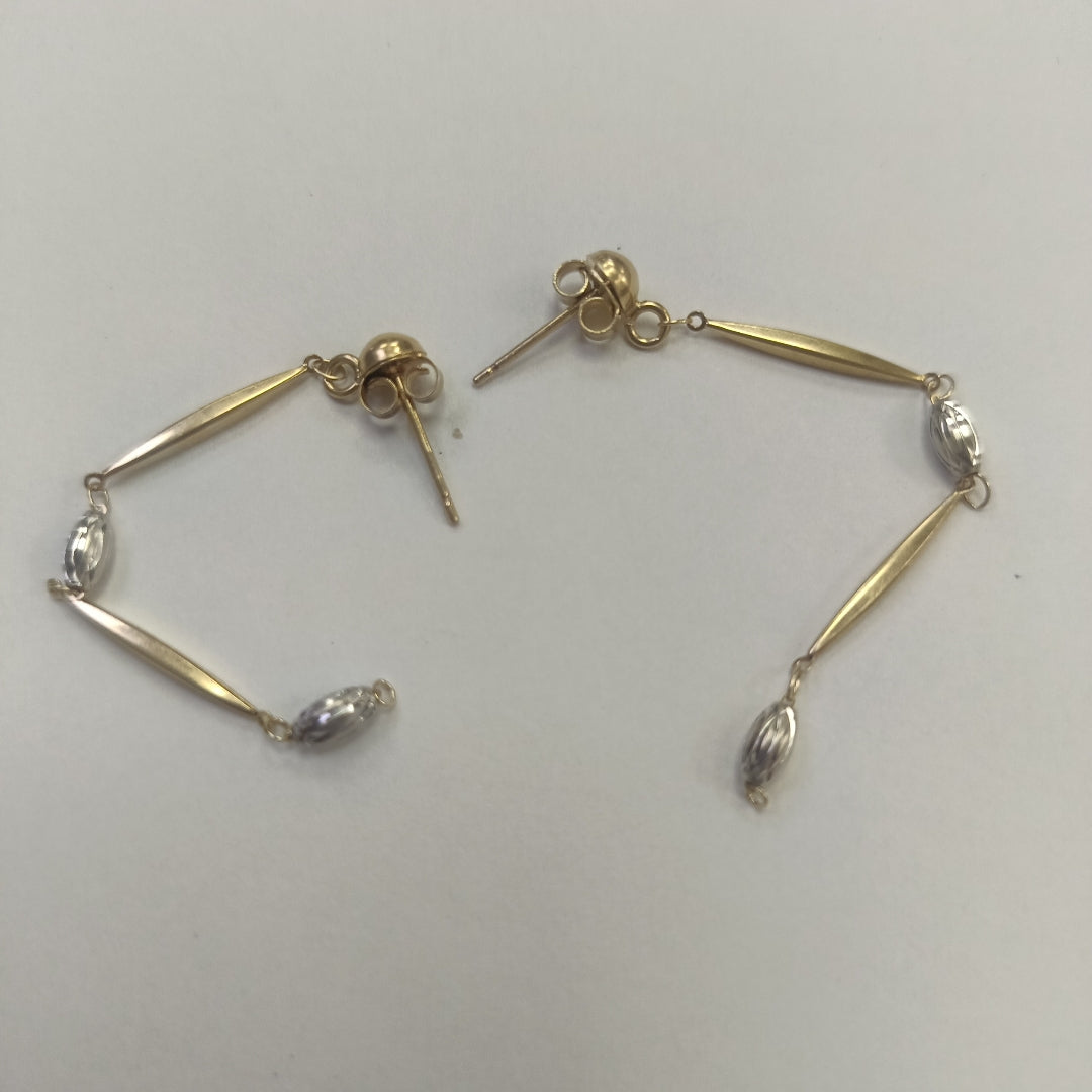 ARETES PAR ORO COMBINADO 14 K 2,20 GRMS (SEMINUEVO)