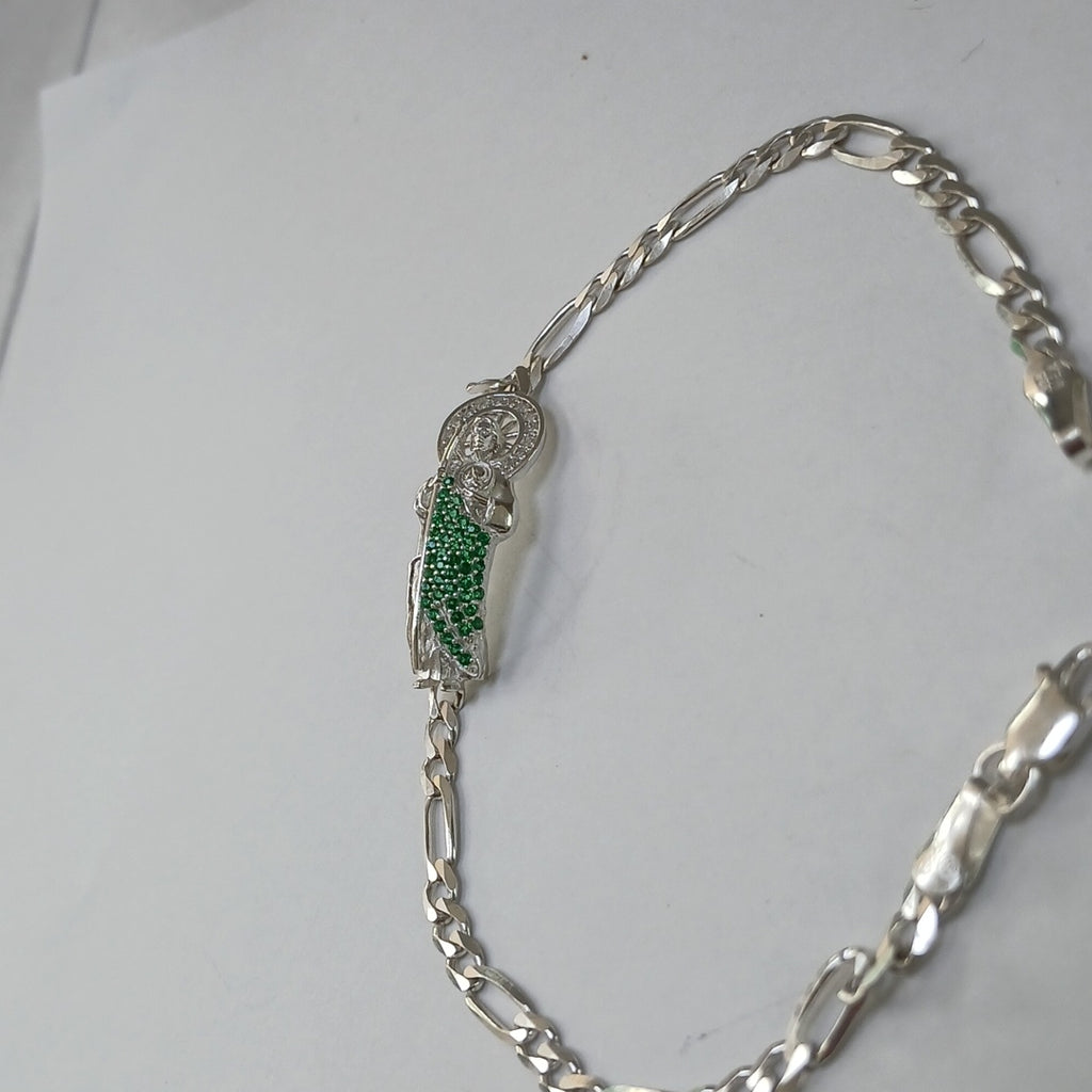 PULSERA TEJIDO SAN JUDAS PLATA .925 21 CM 5.4 GR (NUEVO)