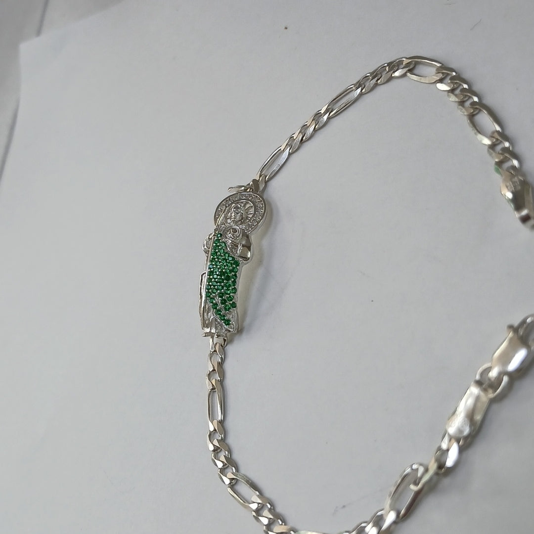 PULSERA TEJIDO SAN JUDAS PLATA .925 21 CM 5.4 GR (NUEVO)