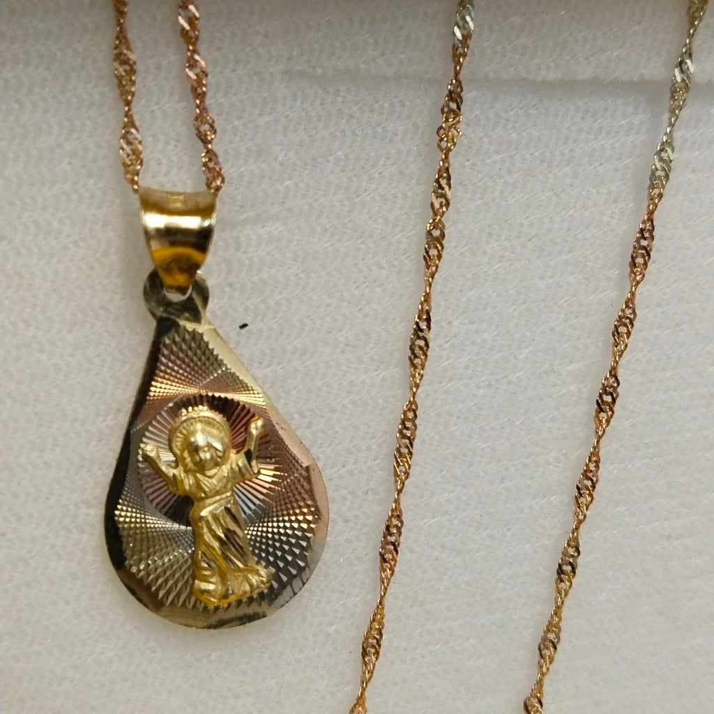 CADENA, MEDALLA RELIGIOSA ORO 10 K 1.7 GRMS (SEMINUEVO)
