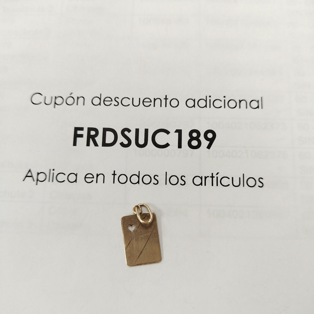 K1 0,80 GRMS 8 K ESPECIFICACIONES COMPLEMENTARIAS MEDALLA CIADRADA (SEMINUEVO)