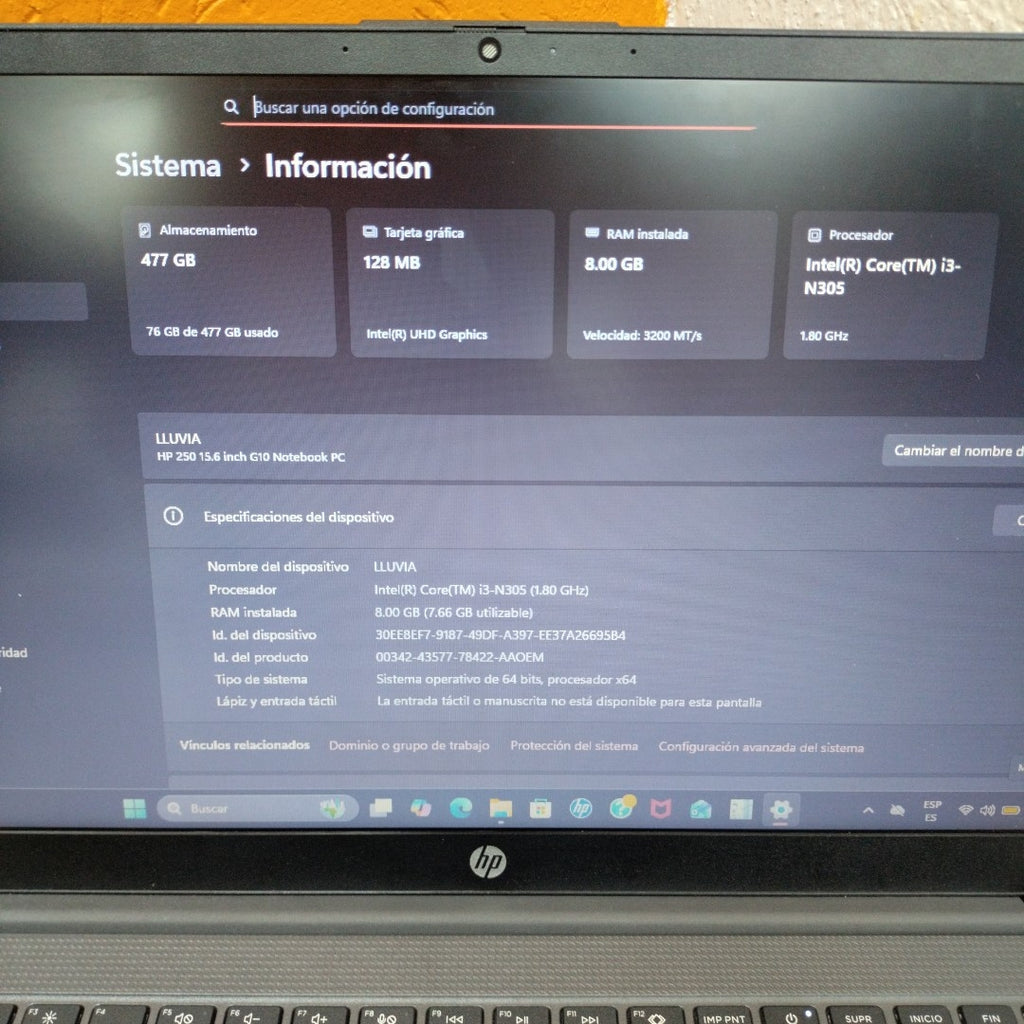 LAPTOP HP 250 G10 (2026) 512 GB SSD 8 GB RAM (SEMINUEVO)