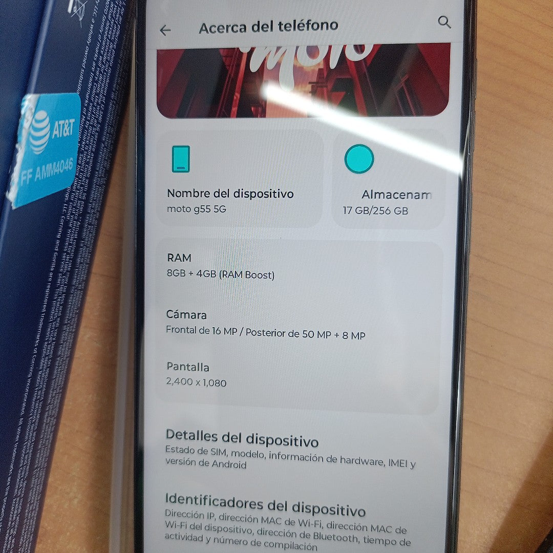 CELULAR MOTOROLA MOTO G55 5G XT2435-1(2024) 256 GB 8 GB RAM (SEMINUEVO)