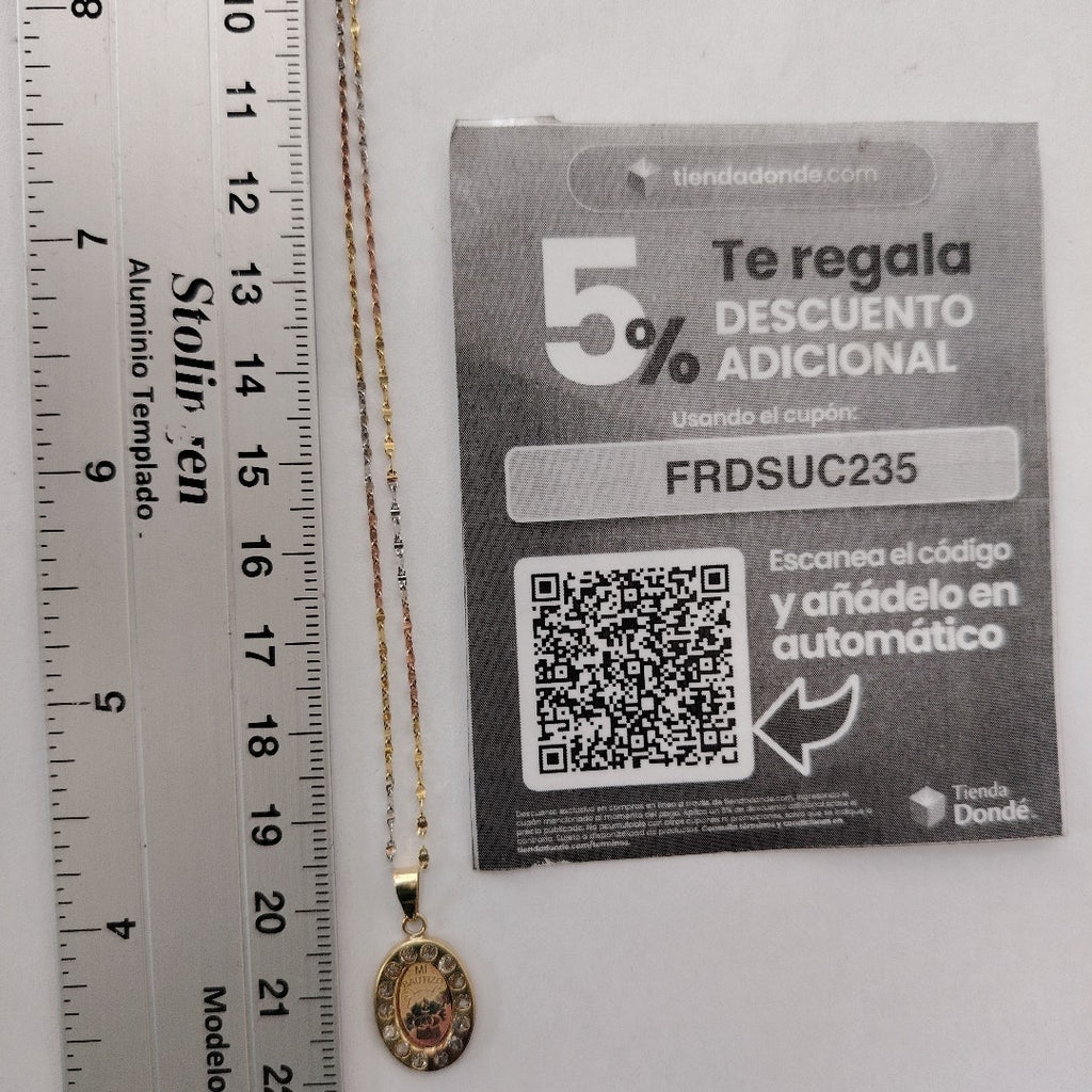 CADENA, MEDALLA RELIGIOSA ORO 10 K 1.5 GRMS (SEMINUEVO)