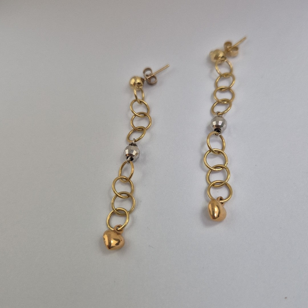 ARETES PAR ORO, ORO COMBINADO 14 K 4.1 GRMS (SEMINUEVO)